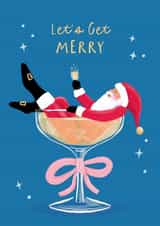 Funny Christmas Card - Champagne Santa - Let's Get Merry created by Painted Parasol Studio