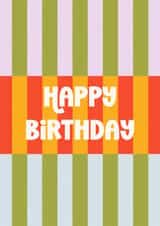 Retro Birthday Card for Friend – Colorful Stripes & Bold Typography created by Blossom Hound Designs