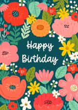 Floral Birthday Card for Friend – Bright Garden Flowers & Cheerful Design created by Blossom Hound Designs