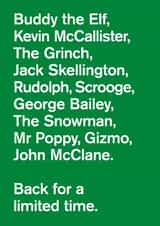 Typographic Christmas Card: Familiar Christmas Screen Characters Return created by Graham Birch