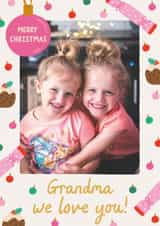 Personalised Christmas Photo Card created by The Pattern Press - Classic Christmas Card - For Grandma - We Love You