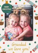 Personalised Christmas Photo Card created by The Pattern Press - Classic Christmas Card - For Grandad - We Love You