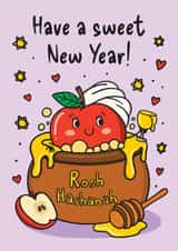 Cute Faith Card - Rosh Hashanah - Apple In Honey - Jewish New Year created by TeePee Creations