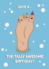 Cute Funny Birthday Card - Foot Pun - Toe-tally Awesome created by FarrowsHandmade