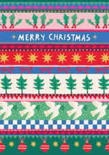 Arty Christmas Card - Festive Stripes - Doves - Stars created by Nina Raby - Jones