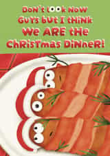 Funny Pigs in Blankets Christmas Dinner Card for Friends or Family created by Goody Layers Cards