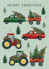 Christmas Tractor Run Card - Vehicles - Farming created by Debbie Daley Illustrations