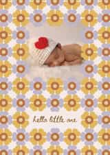 Personalised New Baby Photo Card created by Lately Studio - Pretty Floral New Baby Card - Hello Little One