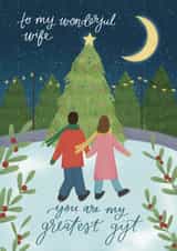 Romantic Christmas Card For Wife - Love Card - Illustrated Couple Iceskating created by Ellice Owens Designs