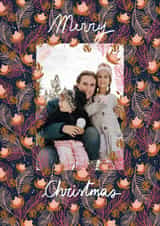 Personalised Christmas Photo Card created by Valeria Frustaci - Classic Christmas Card - Pink Winter Flowers