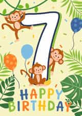 Cute Monkey Themed 7th Birthday Card created by Abigail Elodie 