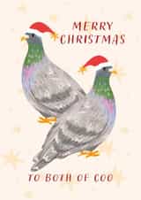 Cute Christmas Card - To Both of You - Pigeons created by Kitty Strand