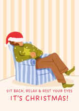 Funny Christmas Card for Him - Rest Your Eyes, it's Christmas - Sleepy Card created by Kitty Strand
