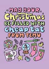 Cute Cheap Tat From Temu Christmas Card created by Katie Ruby Illustration