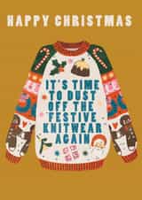 Funny Ugly Christmas Jumper Card Festive Knitwear Christmas Pun created by THE PRINTED SQUARE STUDIO