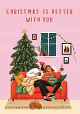 Cute Christmas Is Better With You Christmas Card For Other Half created by Amy Florence Design