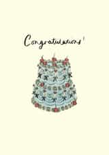 Wedding Congratulations Card – Cute Celebration Cake created by Charlotte charlotteroyalart@outlook.com