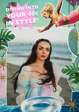 Personalised Birthday Photo Card created by Violet and Alfie - Arty Birthday Card - 40th - Diving In - Retro Collage