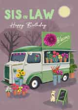 Classic Birthday Card - For Sister In Law - Florist Van created by Rocket68