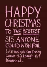Funny Christmas Card for Sister | Not Too Mushy created by The Curious Pancake