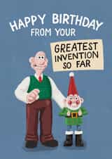 Cute Birthday Card - Wallace and Gromit - Norbot - Greatest Invention created by Wallace & Gromit