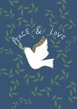 Classic - Peace and Love - Dove - Christmas Card - Olive branch created by martha and hepsie ltd