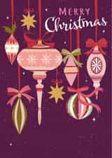 Pretty Christmas Card - For Her - Vintage Baubles - Festive Bows created by Nina Raby - Jones