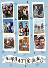 Personalised Birthday Photo Card created by Alice Griffiths Illustration - Classic Birthday Card - 40th - Photo Booth Strips