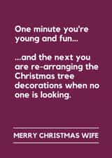Funny Christmas Card for Wife – Rearranging the Christmas Tree created by Lemonade Insight
