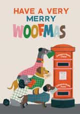 Cute Christmas Card - Have A Merry Woofmas - Dogs created by THE PRINTED SQUARE STUDIO