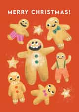 Cute Christmas Card - Gingerbread Men - Silly Faces created by Emily Nash Illustration