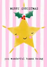 Cute Christmas Card - Star - MERRY CHRISTMAS you wonderful human being created by Bexy Boo