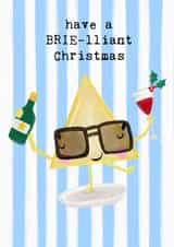 Cute and Funny Christmas Card - Brie & Red Wine - have a BRIE-lliant Christmas created by Bexy Boo