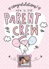 Personalised New Baby Photo Card created by Emma Hales - Cute New Baby Girl Personalised Card - Congratulations new to the parent Crew 
