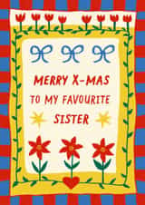 Arty Christmas Card For Sister - Folkart Pattern created by Bellollage