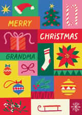 Arty Christmas Card For Grandma - Patchwork Pattern created by Bellollage