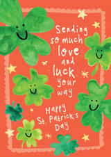 Cute Saint Patrick's Day Card - Clover Stars - Sending So Much Luck created by Bow & Bell