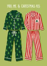 Cute Couples Christmas Pyjamas Card - You Me & Christmas PJs created by Pink Peach Cards