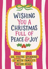 Funny Christmas Card - Family Drama - Christmas Full of Peace and Joy created by The Merry Giraffe