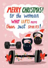 Funny Christmas Card for Her – Gym Lover – Woman Who Lifts created by Forever Funny