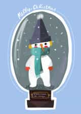 Cute snowman in a snow globe wishing merry Christmas created by Maxine Lee-Mackie