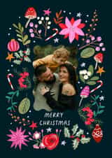 Personalised Christmas Photo Card created by Caroline Bonne Müller - Pretty Christmas Card – Festive Floral Frame