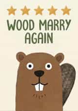 Cute 5th Wedding Anniversary Card - Beaver Pun - Wood Marry Again created by Cozy Calm
