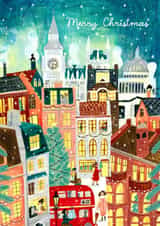 Classic Christmas Card – London Winter Cityscape - Festive Scene created by Caroline Bonne Müller