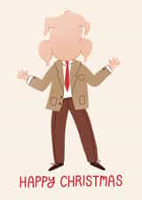 Funny Christmas Card - Mr Bean Christmas Special - Turkey Head created by Christine Cuddihy Illustration