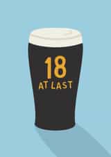 Funny 18th Birthday - 18 At Last Pint Glass Illustrated created by Melissa Gray