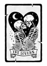 Cute Goth Couple Card - Anniversary, Engagement, Wedding - Skulls, Tarot Card created by Wishcraft Prints
