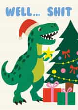 Funny T-Rex Dinosaur Christmas Card created by Aussie Studios