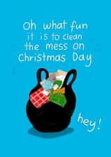 Funny Christmas card, bin bag full of wrapping paper created by Palette&Petal 