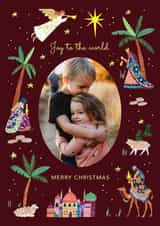 Personalised Christmas Photo Card created by Caroline Bonne Müller - Classic Christmas Card — Joy To The World — Nativity Scene